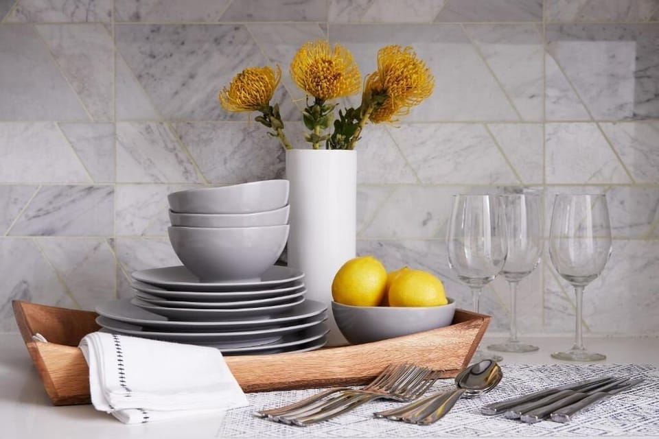 Host effortlessly with thoughtfully stocked dishes and glassware.