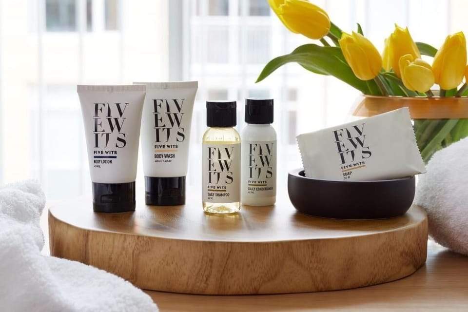 Indulge in luxe toiletries and plush towels after adventures.