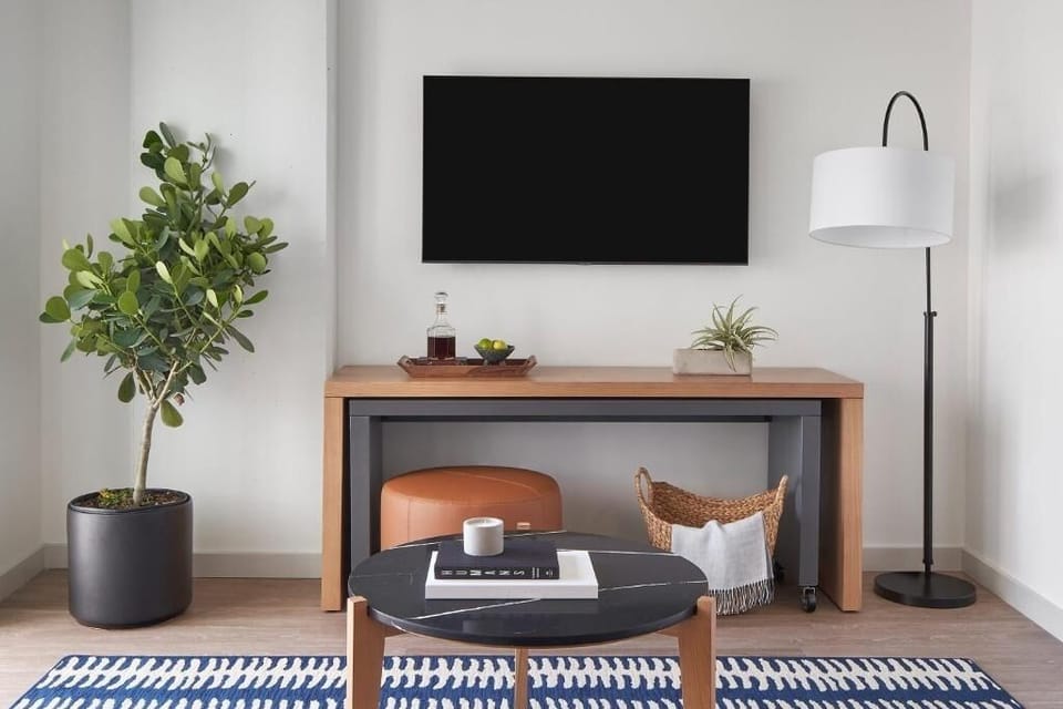 Kick back and stream favorites on the big-screen TV.