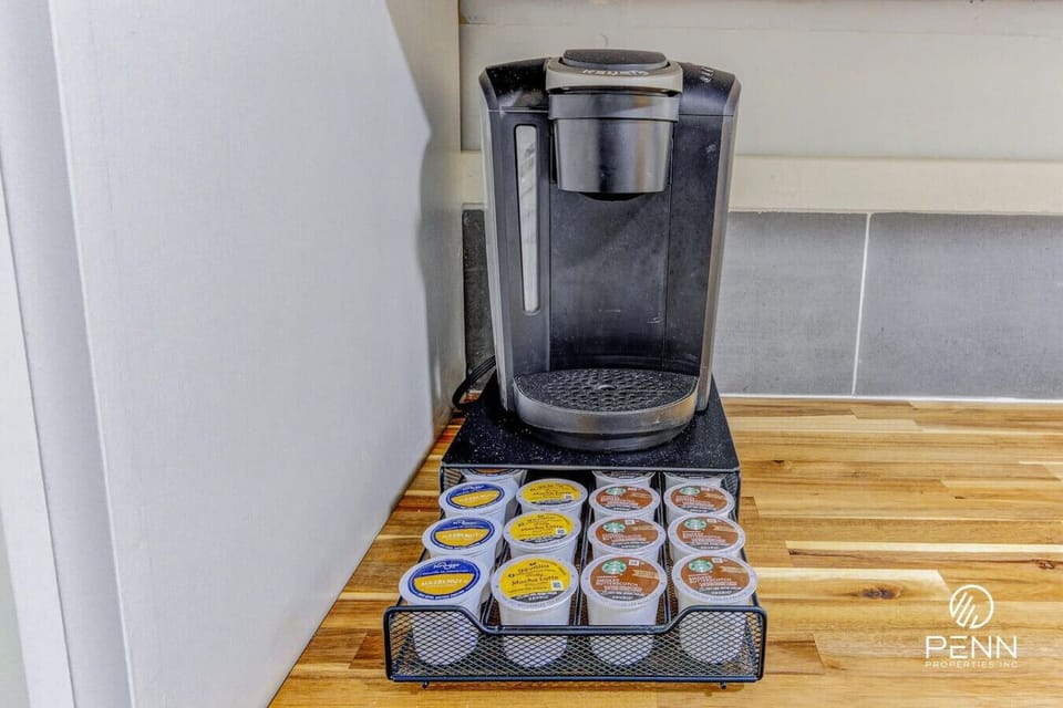 Enjoy a fresh cup of coffee anytime with the Keurig machine and pods provided.