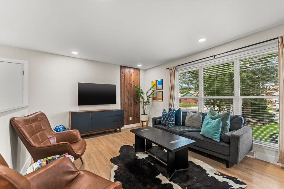 Stylish living room with smart TV