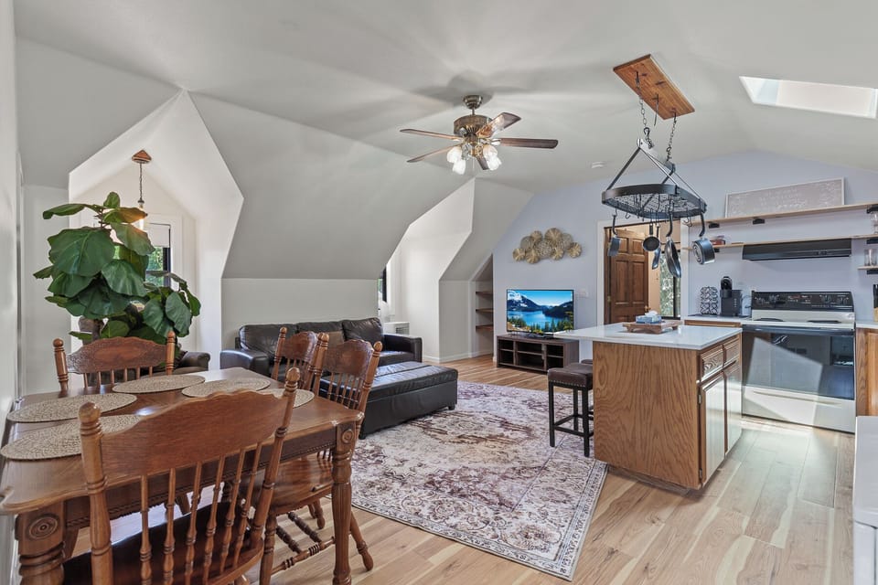 Enjoy meals together around a table that comfortably seats 4.