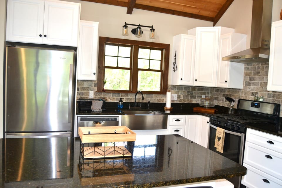 Kitchen.  Beautiful granite and stainless steel.