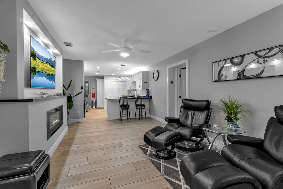 Shared Common Area With Large Smart TV and Seating