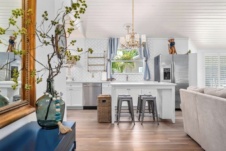 as you enter the house, kitchen island seats 4 counter stools