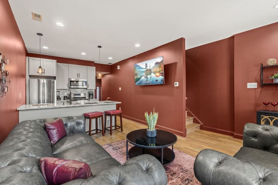 Open-concept living area with clean finishes