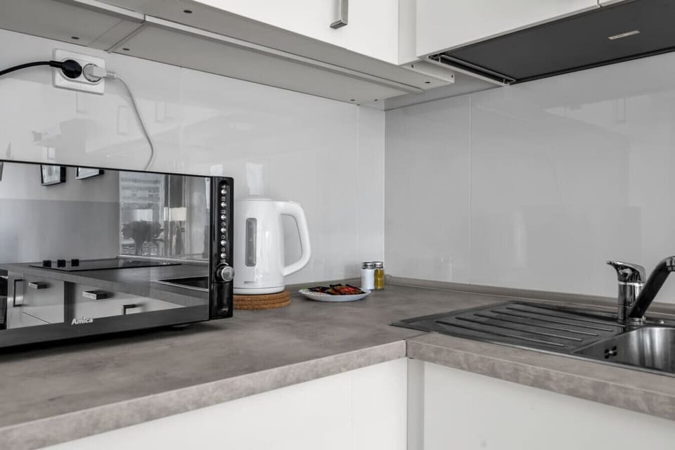 Modern Kitchen with Fridge, Microwave, Stovetop and Ample Storage Space | Book Now with RENTUJEMY.COM