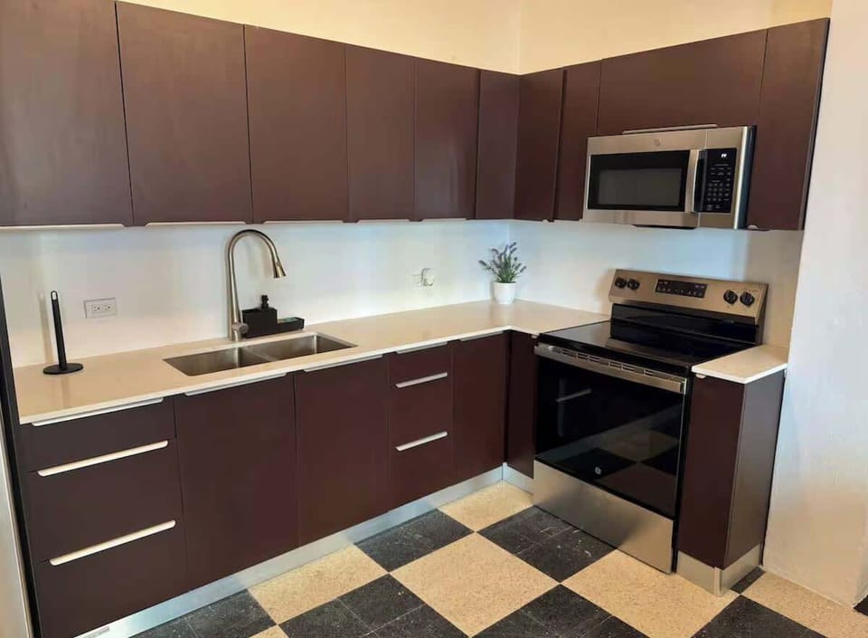 Cook with ease in a sleek kitchen designed for longer stays.