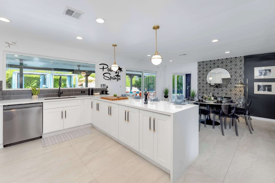 The open kitchen offers ample space & all the comforts of home​