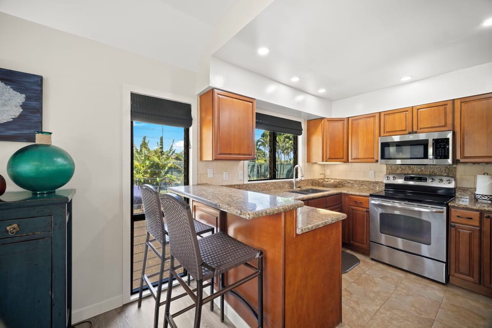 Fully stocked kitchen for dining in