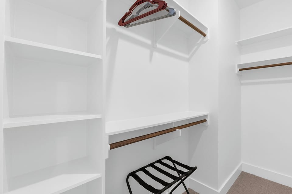 Hangers provided for any clothing needing to be hung up