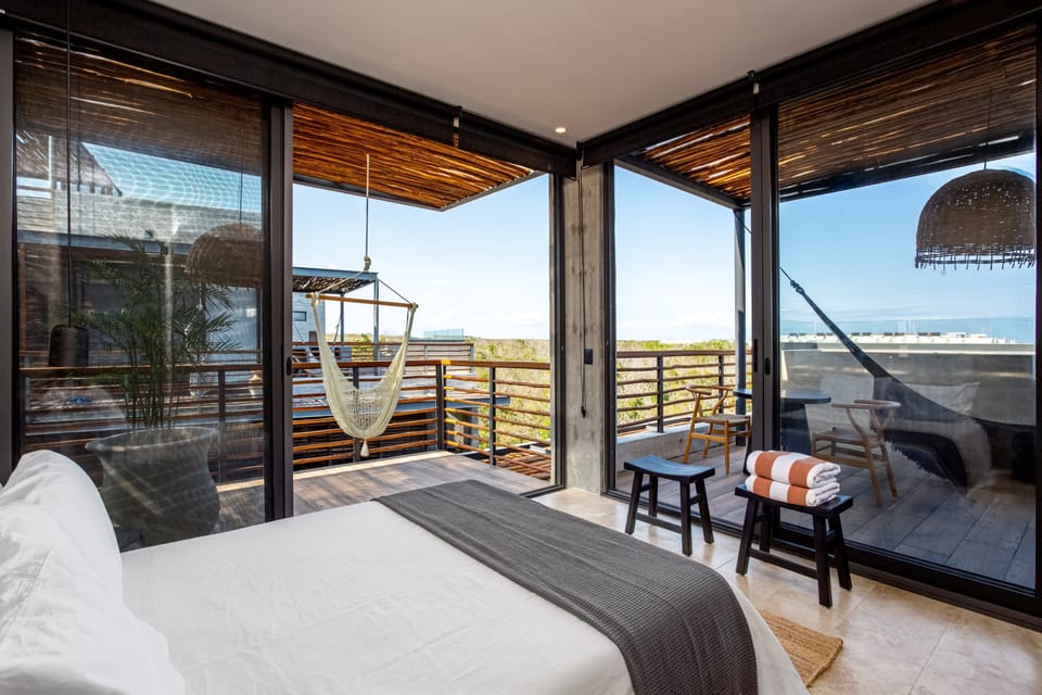 Master bedroom with private balcony and private pool. 
