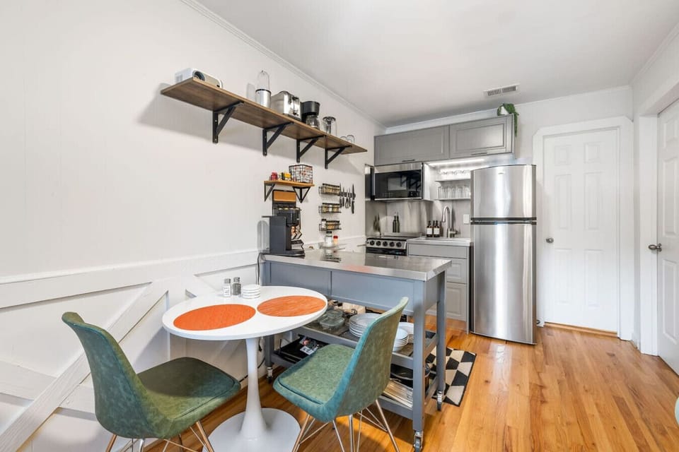 A kitchen that`s actually stocked with what you need to cook for a crowd, plus a fun little breakfast nook for morning coffee before the group wakes up