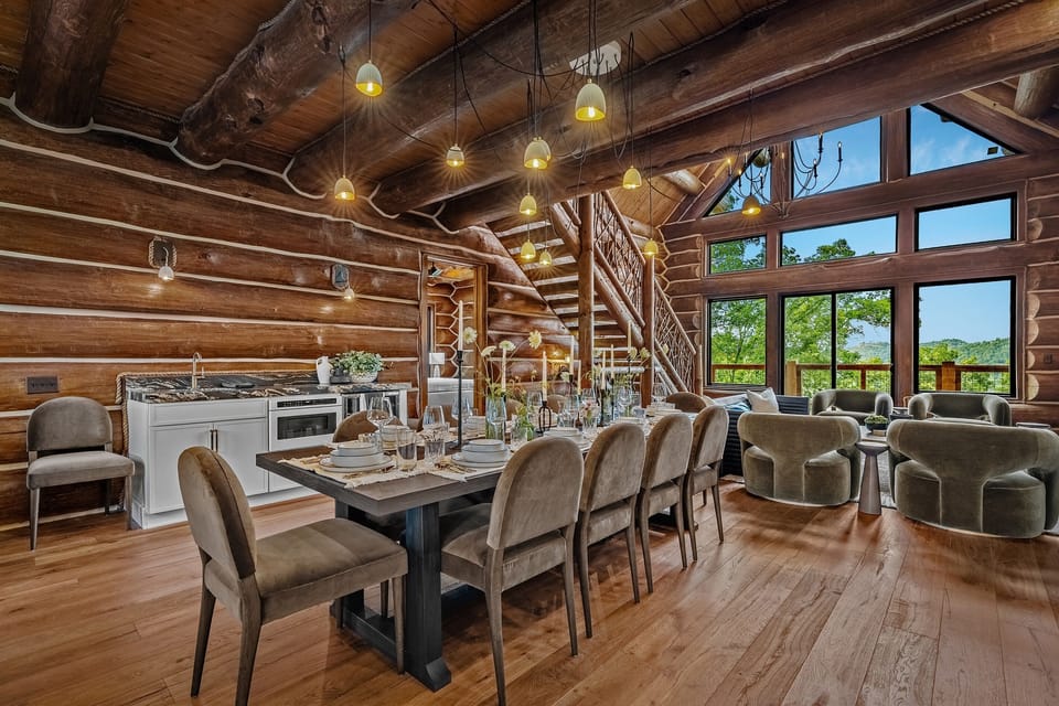Oversized dining table allows your entire group to share meals, laughs, and memories together