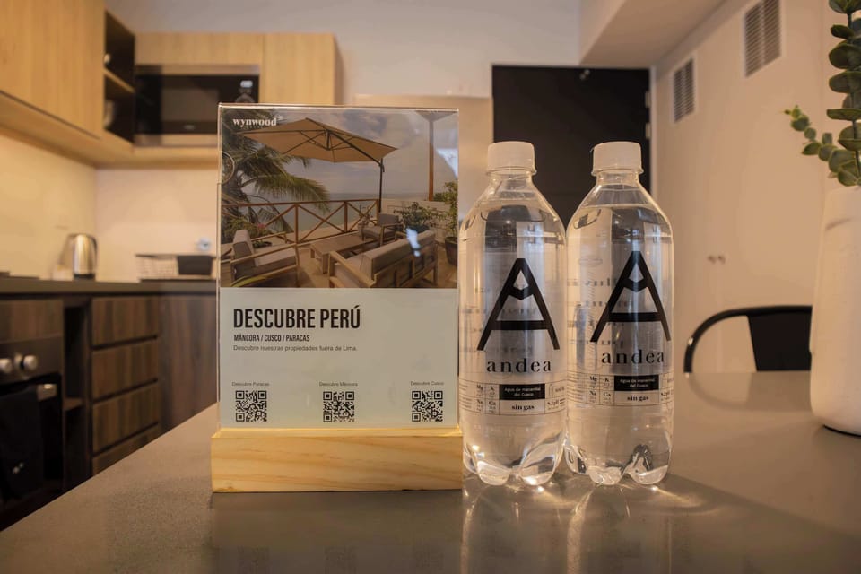 Close-up of water supplies as a courtesy.