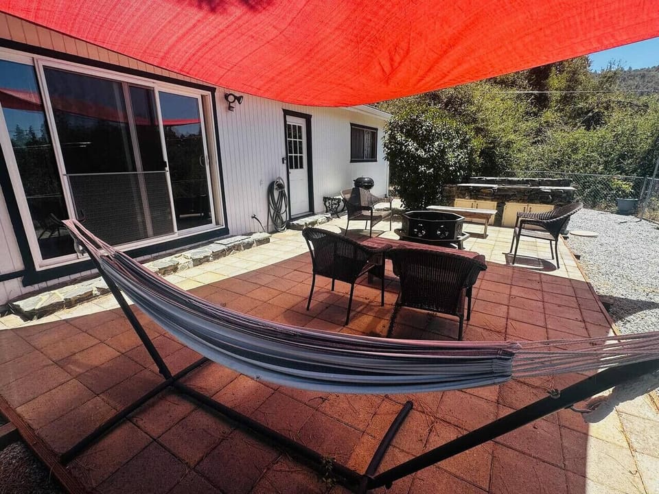Patio with hammock and BBQ