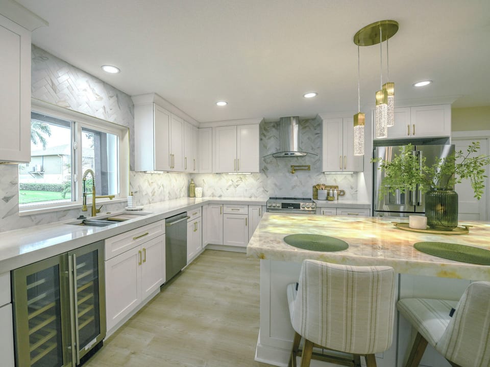 Enjoy all new luxury appliances including a wine cooler for all your fav wines.