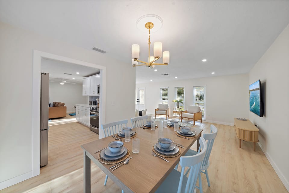 This Beautiful dining table seats 8 people.