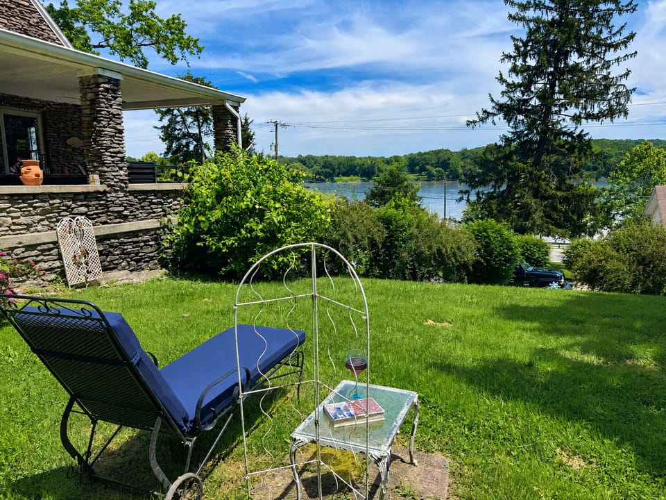 Lounger by water