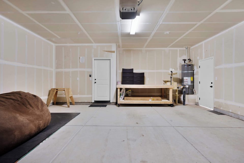 2 car garage with play bean bag