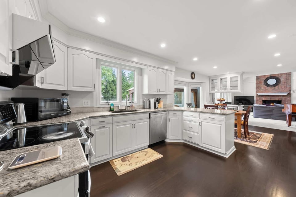 The open kitchen offers ample space & every home comfort​