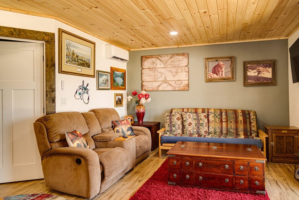 Living room with foldout sofa.