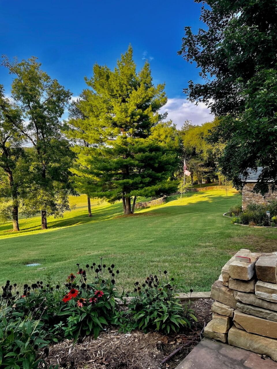 View off the stone patio