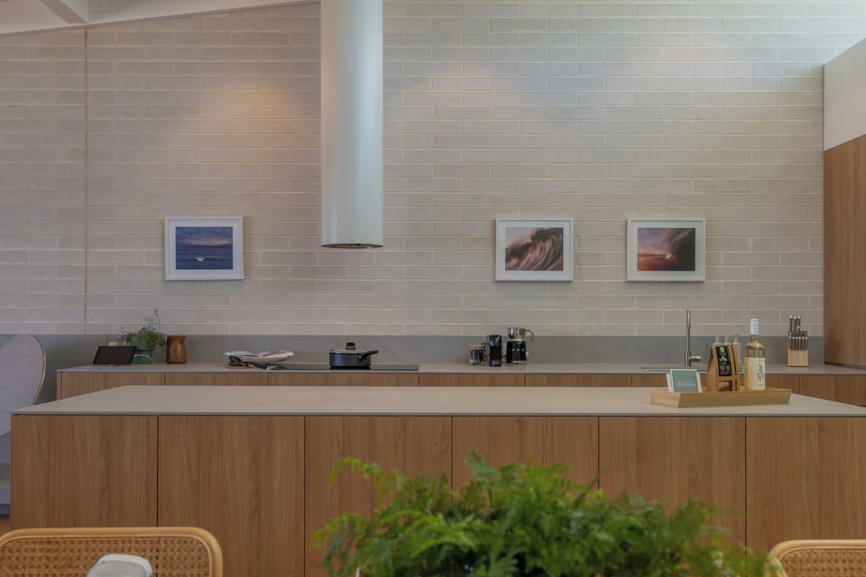 Fully equipped kitchen for meals at home with luxury appliances.