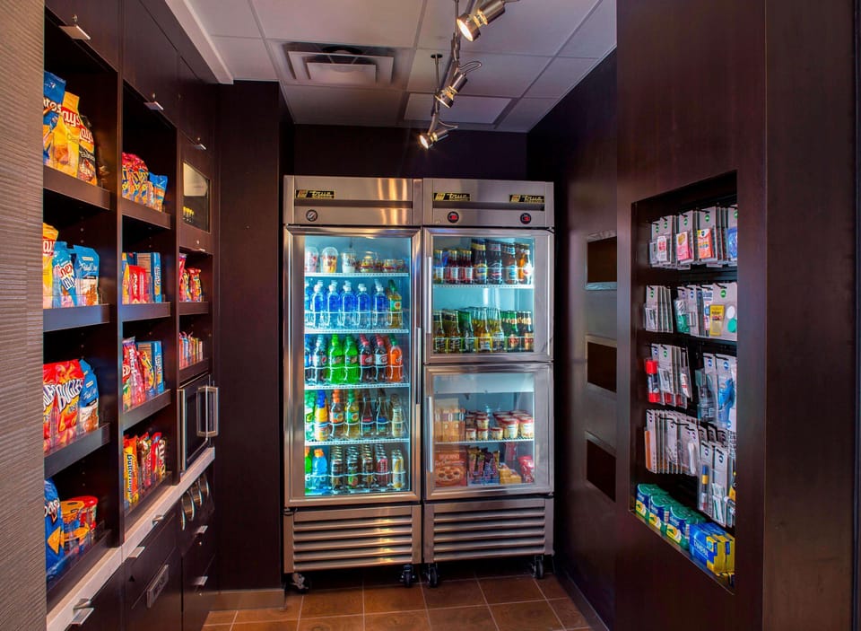 Grab snacks and essentials anytime at the onsite market.