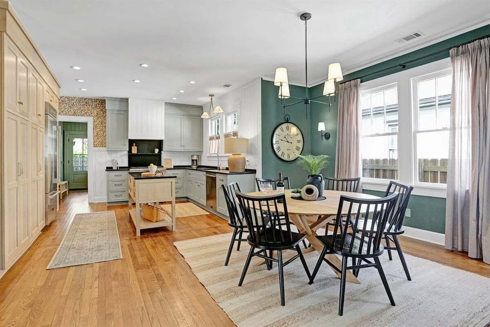 Whether it's a casual bite or a full dinner party, the flow between kitchen and dining keeps everyone connected.