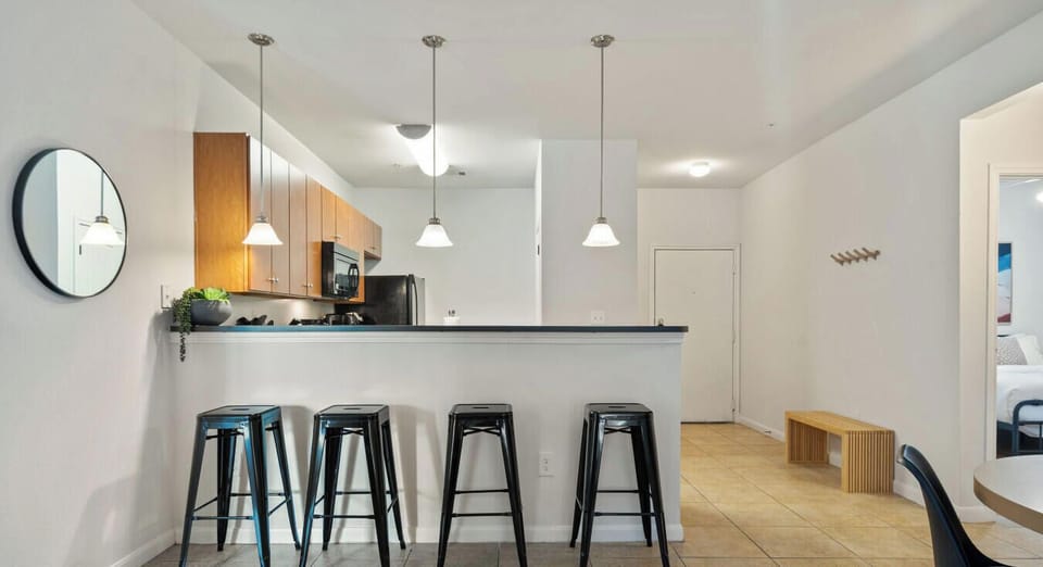 A peek at the heart of the home. Kitchen to the left, front door straight ahead!