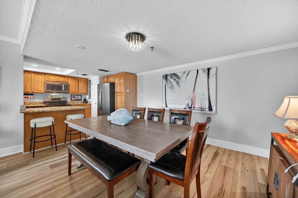 Dining table set for shared meals, games or relaxed mornings together.