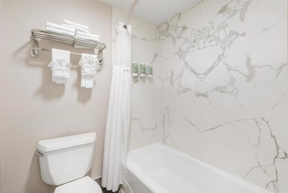 Refresh with a clean tub-shower and bright, modern finishes.
