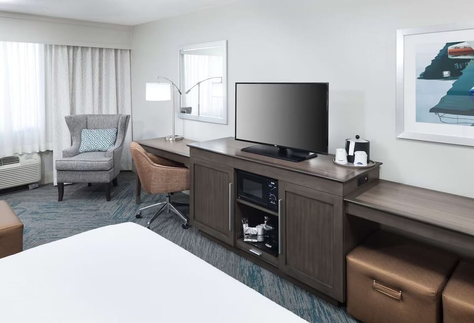 Unwind after exploring with streaming TV and cozy lounge chair.