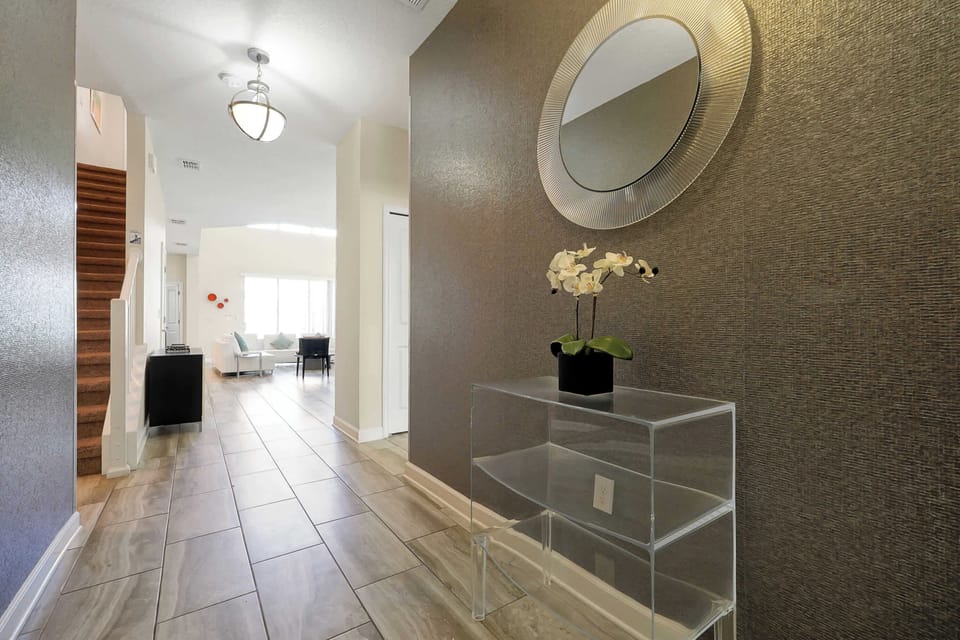 Stylish entryway with a warm welcome