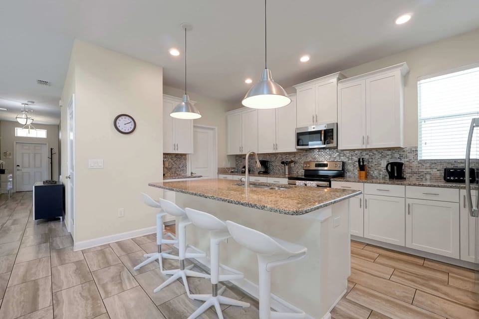 Modern kitchen with sleek island seating