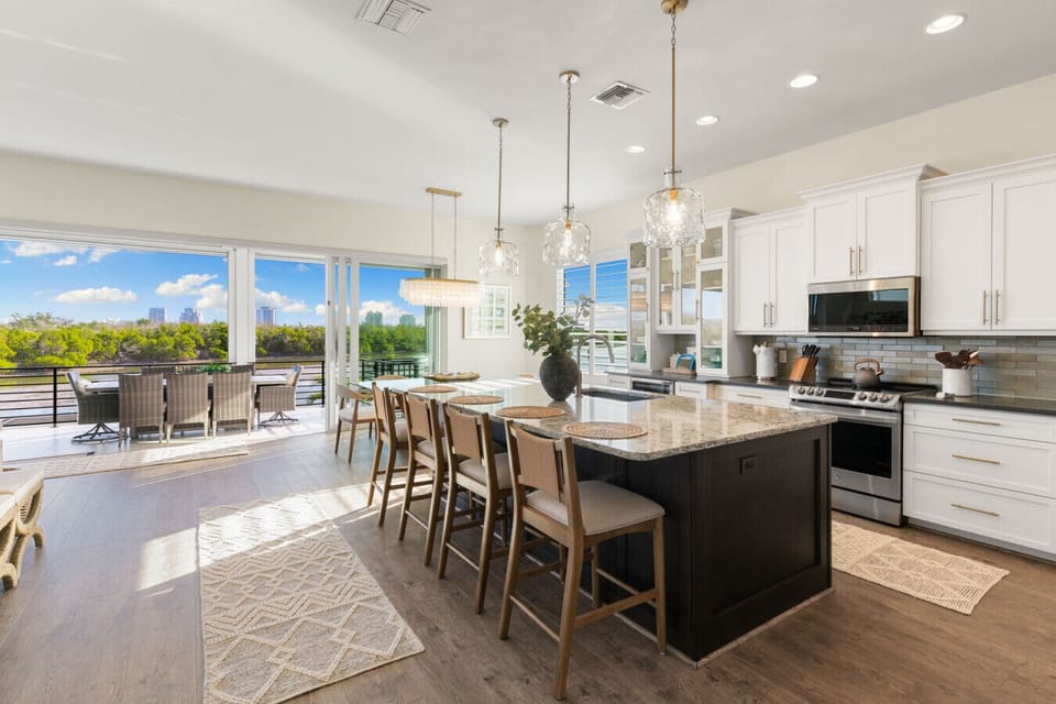 Kitchen island seating perfect for breakfast, snacks, and cocktails
