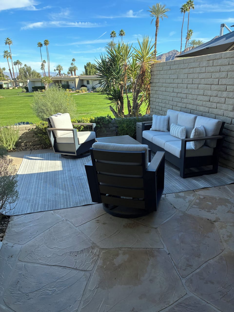 Enjoy morning coffee or afternoon cocktails on peaceful patio