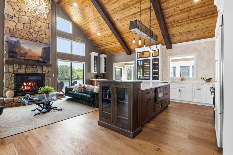 Kitchen overlooking the living room.