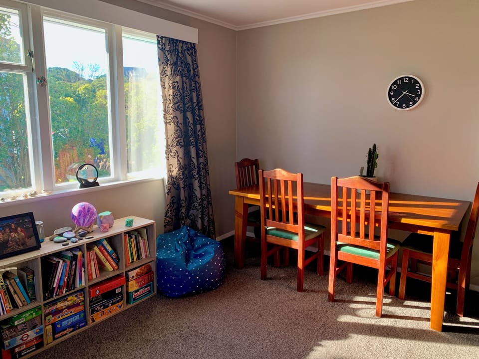 Spacious lounge and dining with afternoon sun
