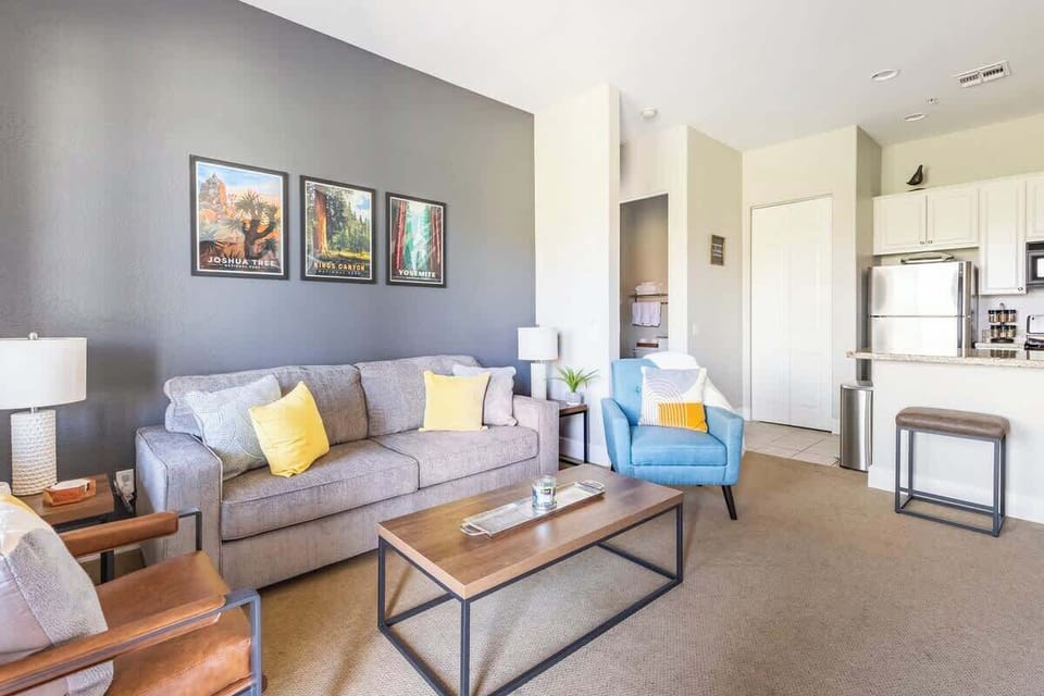 Cozy living area with comfortable seating and natural light