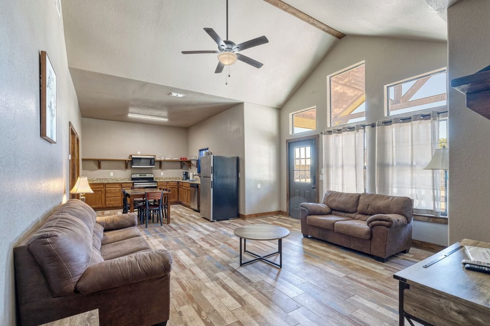 Living, dining and kitchen