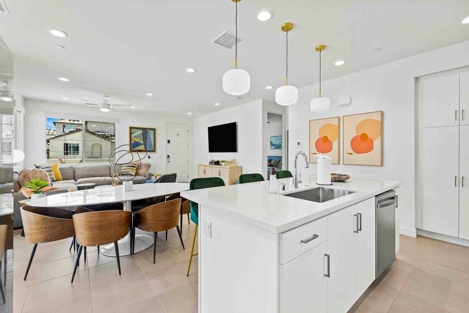 Modern kitchen with sleek finishes and everything you need to cook and gather