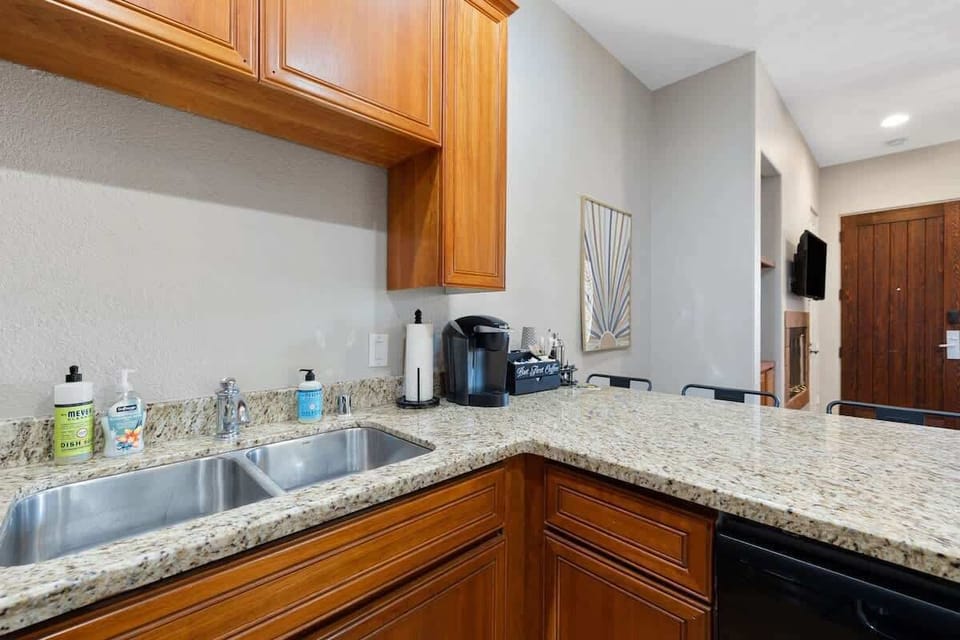 Fully equipped kitchen with modern appliances