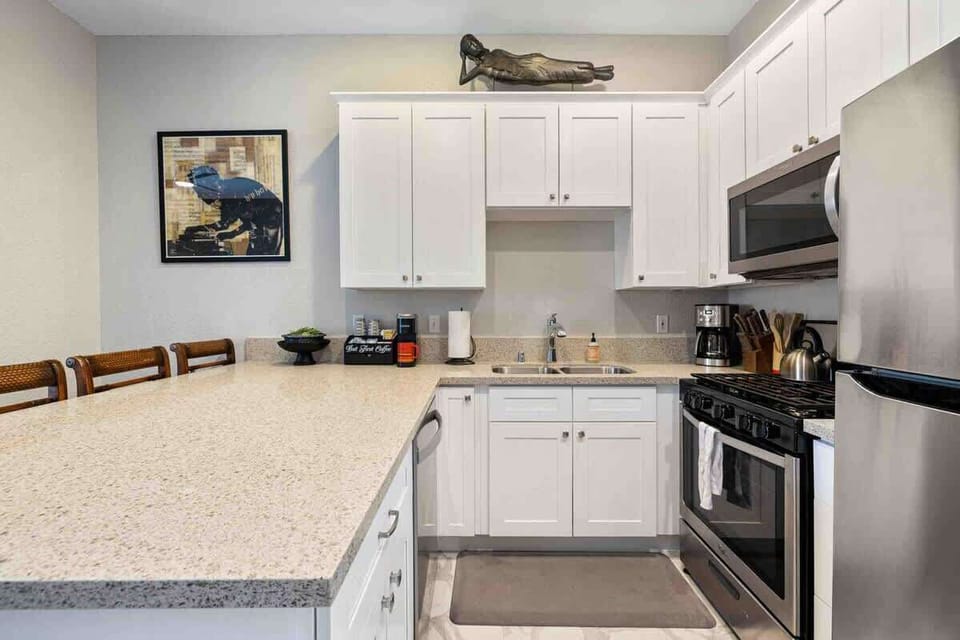 Modern kitchen with granite countertops