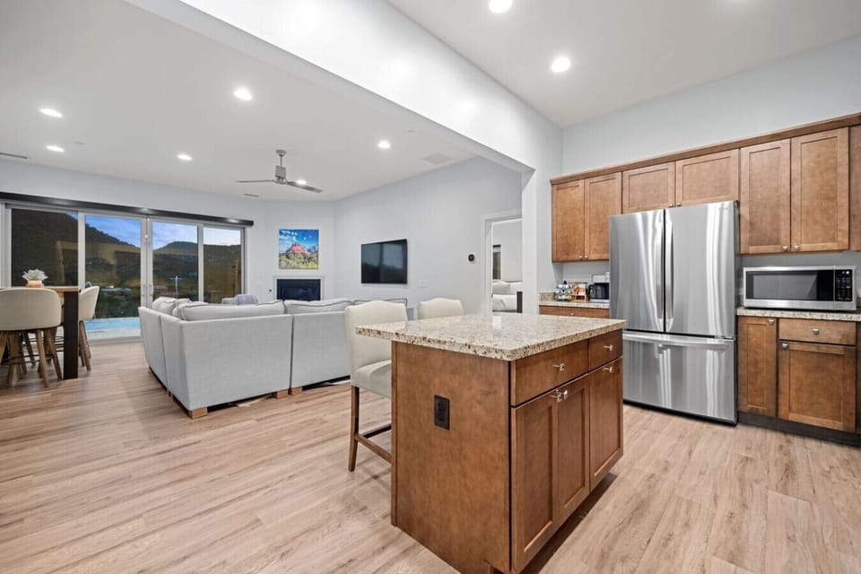 Open concept kitchen that flows beautifully into the living space