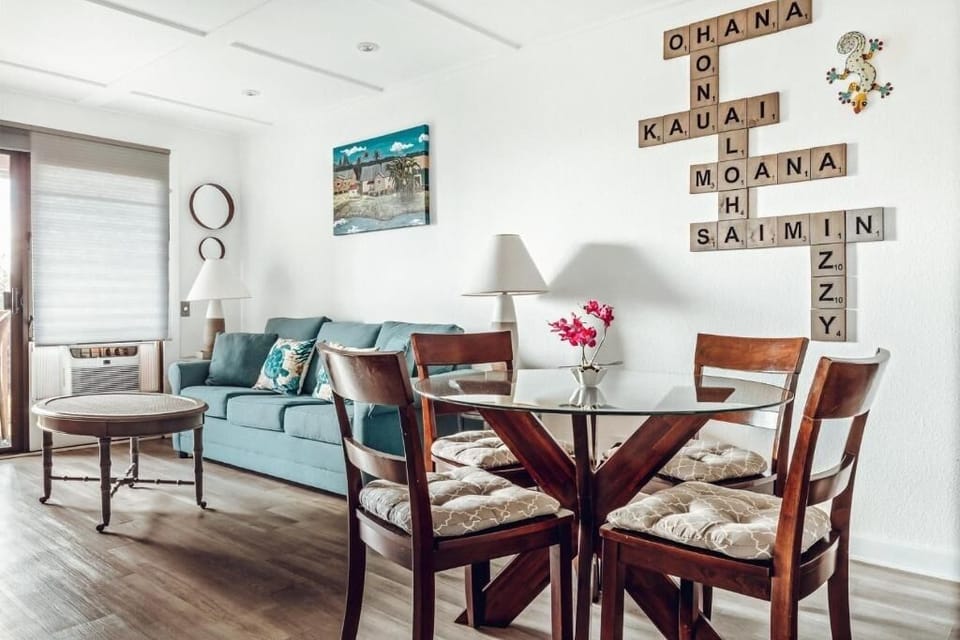 Gather for easy meals and conversation at the dining table.