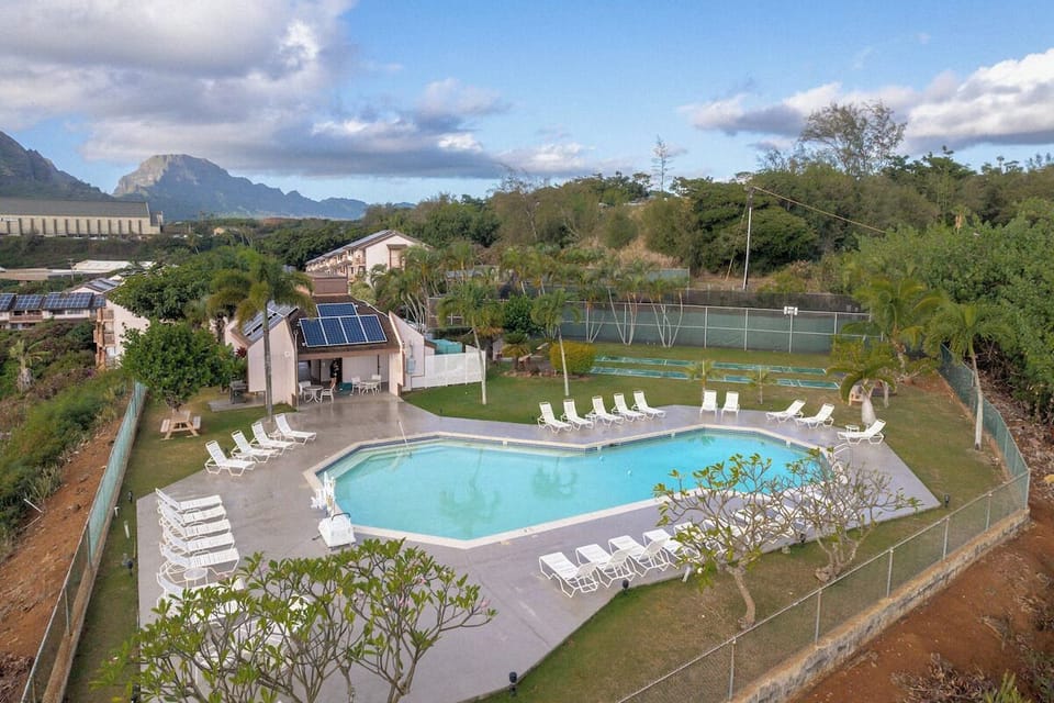 Take in a bird’s-eye view of the serene pool grounds.