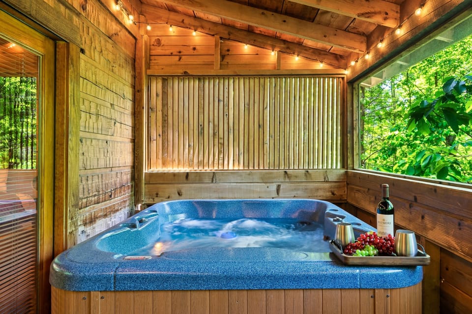 Enjoy the very romantic and private hot tub.