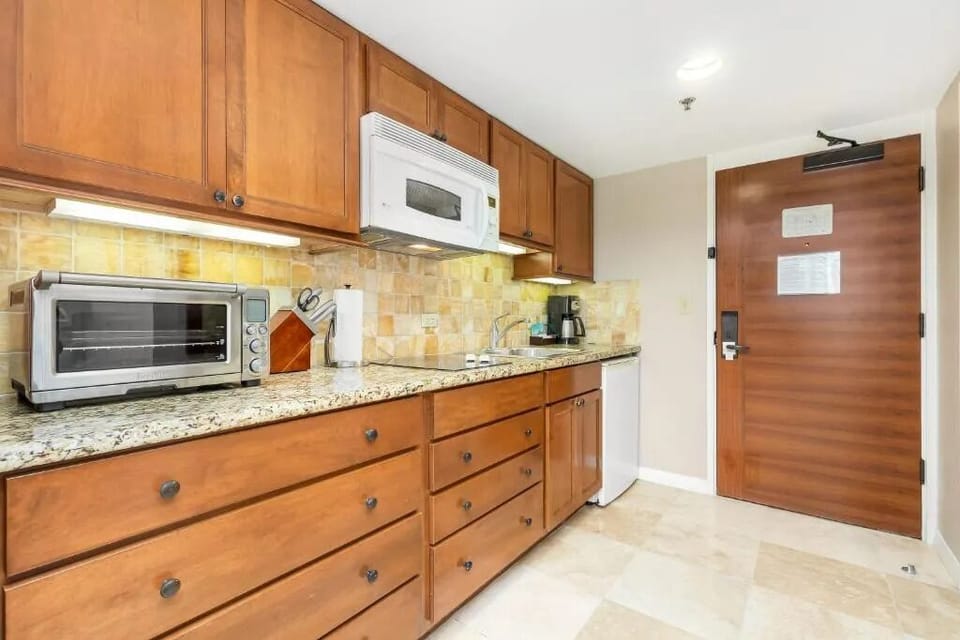 Whip up easy meals with a handy kitchenette setup.